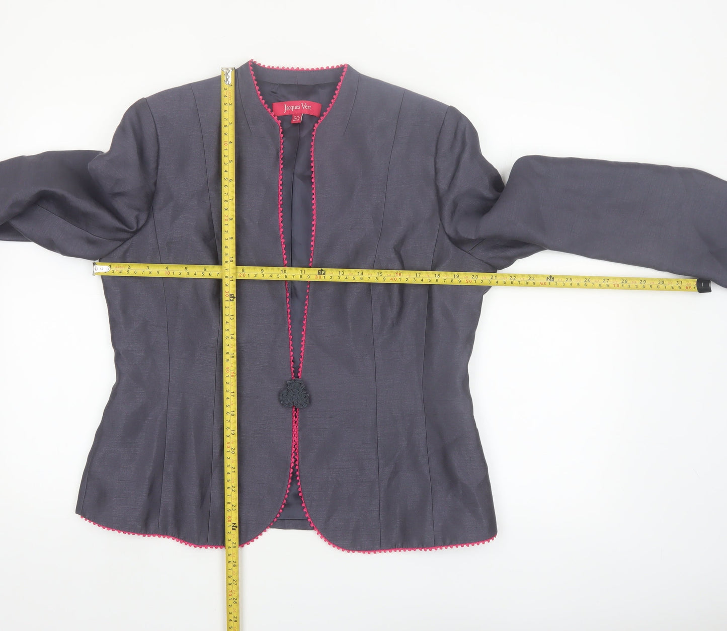 Jacques Vert Women's Grey Blazer UK 14 Formal Tailored Jacket