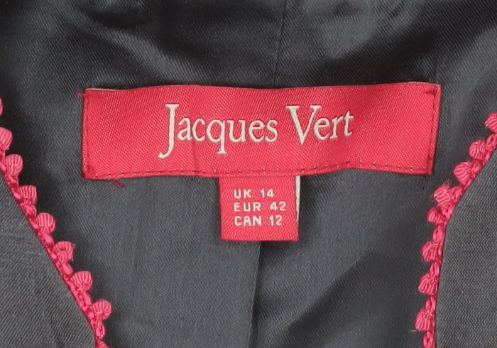 Jacques Vert Women's Grey Blazer UK 14 Formal Tailored Jacket