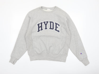 Champion Men's Grey Small Reverse Weave Crew Neck Sweatshirt