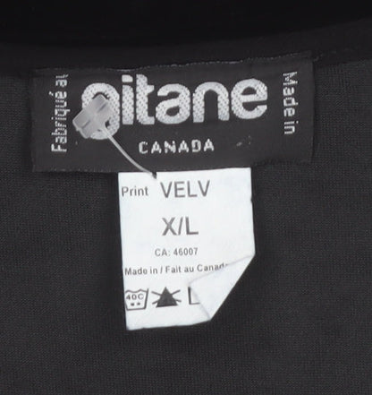 Gitane Women Black Velvet A-Line Short Sleeve Dress XL