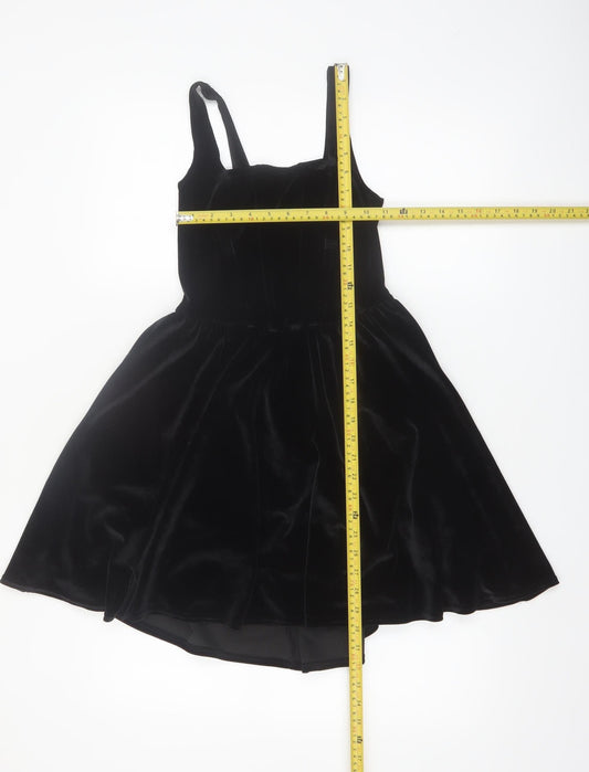 Boohoo Women Black Velvet Fit & Flare Dress Size 10 Sleeveless Party