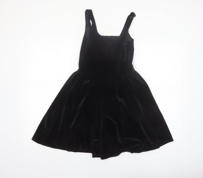 Boohoo Women Black Velvet Fit & Flare Dress Size 10 Sleeveless Party