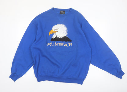 Satin Studio Men's Blue Eagle Graphic Pullover Sweatshirt XL