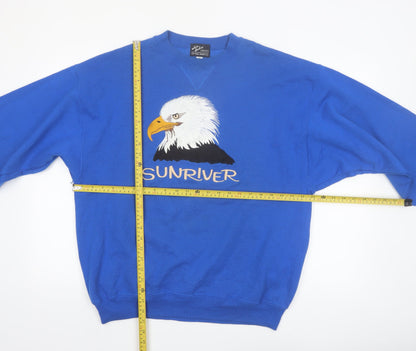 Satin Studio Men's Blue Eagle Graphic Pullover Sweatshirt XL
