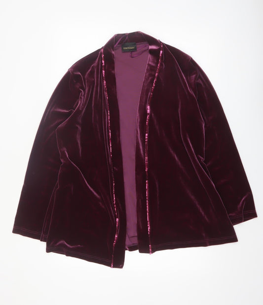 Mosaic Womens Purple Velvet Sequin Trim Blazer Jacket Size 16