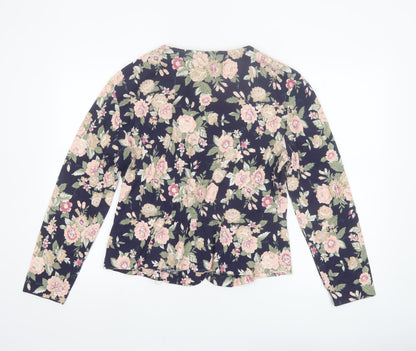 Paquette Women's Multicoloured Floral Button-Up Cotton Blend Top L