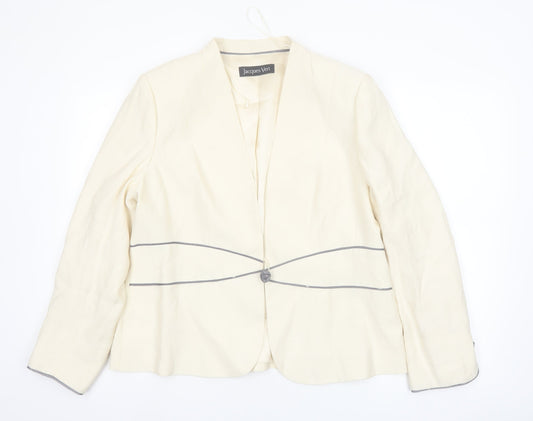 Jacques Vert Women Ivory Suit Jacket Blazer UK 16 Classic Lined