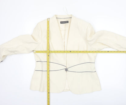 Jacques Vert Women Ivory Suit Jacket Blazer UK 16 Classic Lined