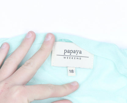 Papaya Women Green Size 18 Viscose Long Sleeve Open Cardigan