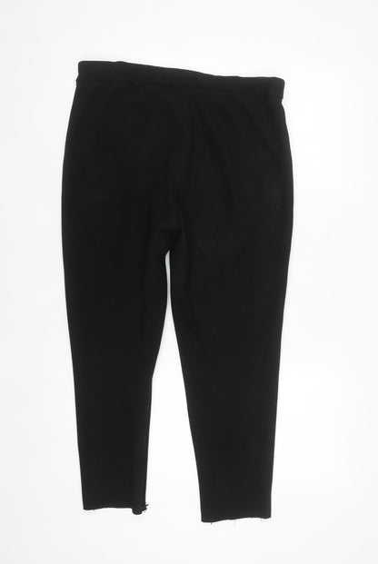 Zara Women Black XL Slim Ankle Trousers Polyester Blend