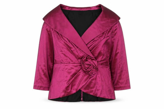 Alex Evenings Women Purple Wrap Satin Blouse M 3/4 Sleeve Formal Top