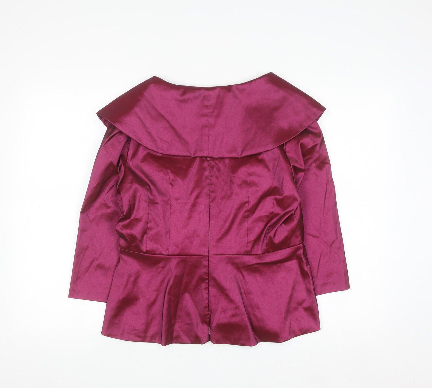 Alex Evenings Women Purple Wrap Satin Blouse M 3/4 Sleeve Formal Top