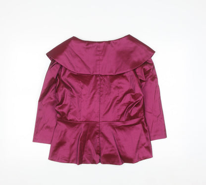 Alex Evenings Women Purple Wrap Satin Blouse M 3/4 Sleeve Formal Top
