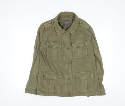 Next Women's Green Cotton Military Jacket Size 12 Casual Twill
