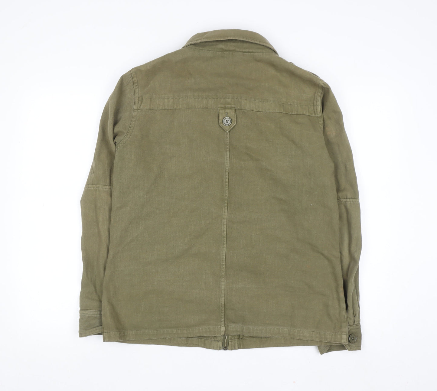 Next Women's Green Cotton Military Jacket Size 12 Casual Twill