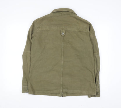 Next Women's Green Cotton Military Jacket Size 12 Casual Twill