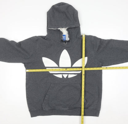 Adidas Men’s Grey Pullover Hoodie Size L Logo Fleece Sweatshirt