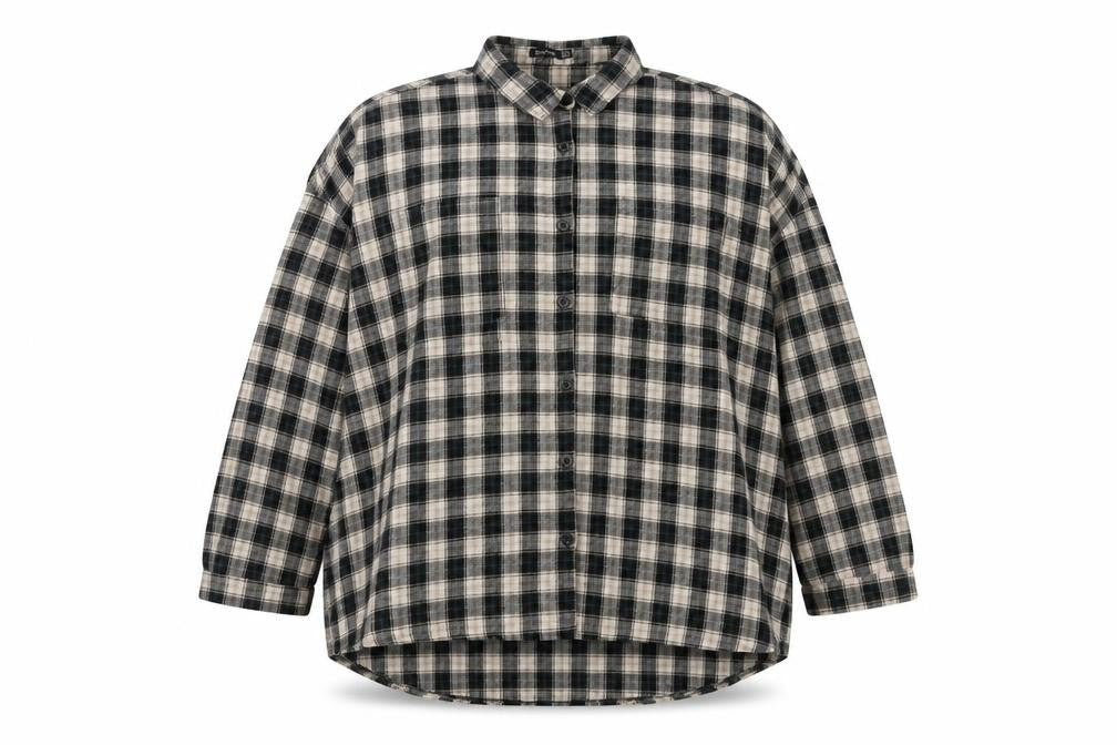 Boohoo Womens Beige Check Flannel Button-Up Shirt Size 16