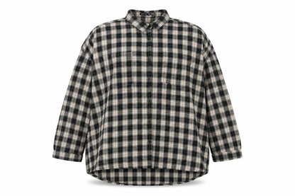 Boohoo Womens Beige Check Flannel Button-Up Shirt Size 16