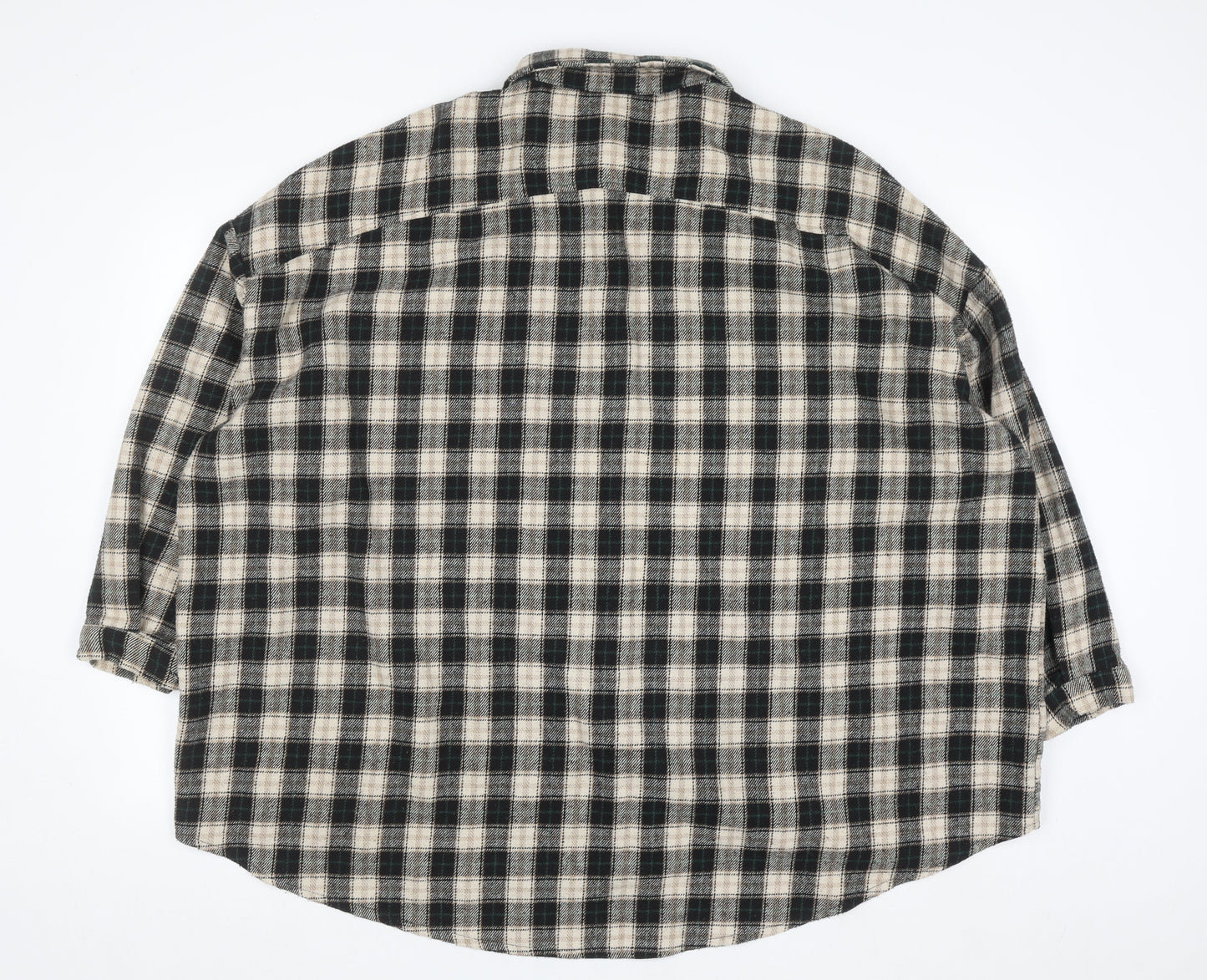 Boohoo Womens Beige Check Flannel Button-Up Shirt Size 16