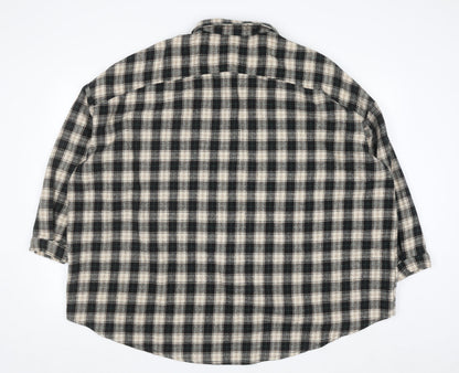 Boohoo Womens Beige Check Flannel Button-Up Shirt Size 16