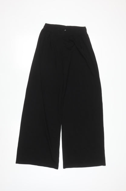 H&M Divided Women Black XS Wide-Leg Trousers with Elastic Waist