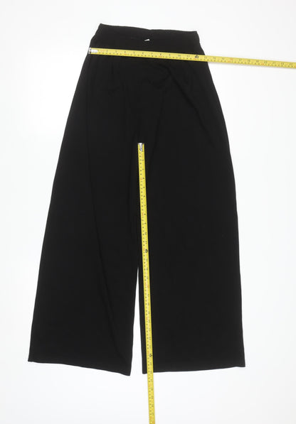 H&M Divided Women Black XS Wide-Leg Trousers with Elastic Waist