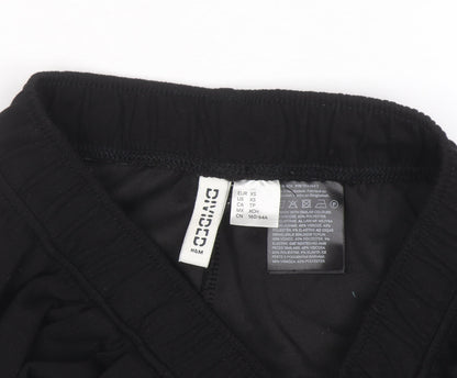 H&M Divided Women Black XS Wide-Leg Trousers with Elastic Waist