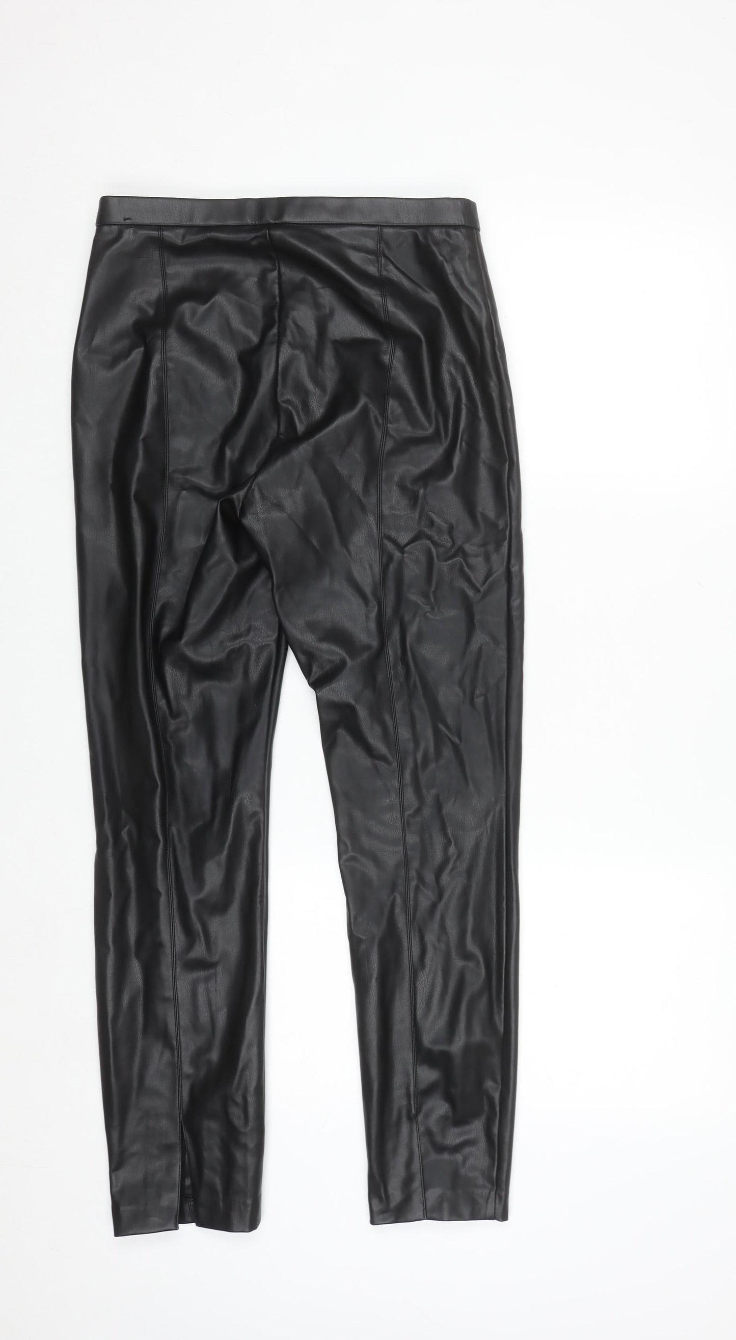 Zara Women Black Faux Leather Slim Leggings Size 12