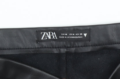 Zara Women Black Faux Leather Slim Leggings Size 12