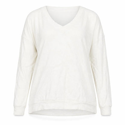 Next Women Ivory Long Sleeve V-Neck Cotton Pullover Jumper Size 16