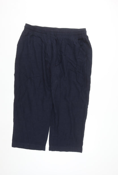 JD Williams Women’s Blue Cropped Linen Blend Trousers Size 18