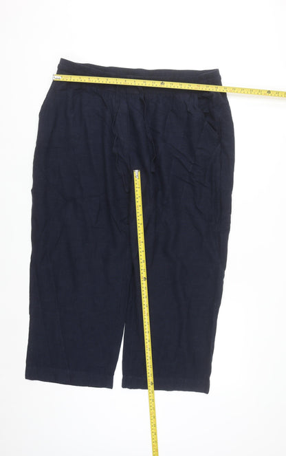 JD Williams Women’s Blue Cropped Linen Blend Trousers Size 18