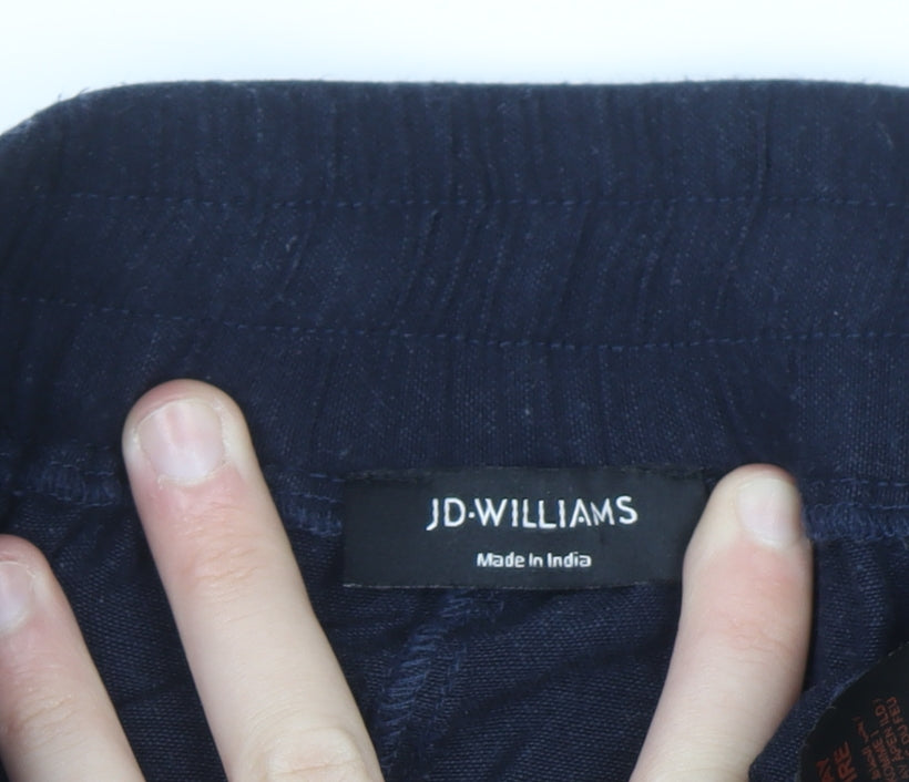 JD Williams Women’s Blue Cropped Linen Blend Trousers Size 18