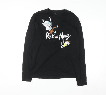 Rick and Morty Men's Black Long Sleeve Graphic Cotton Top M
