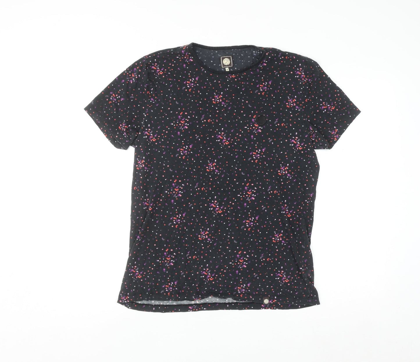 Pretty Green Men's Black Polka Dot Cotton T-Shirt Size S