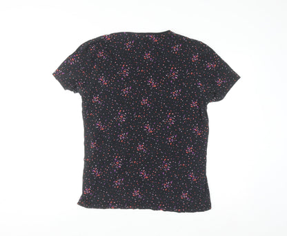 Pretty Green Men's Black Polka Dot Cotton T-Shirt Size S