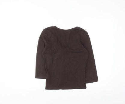 L.K. Bennett Brown 3/4 Sleeve Cotton Wrap Blouse Women’s S