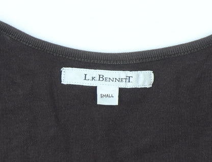 L.K. Bennett Brown 3/4 Sleeve Cotton Wrap Blouse Women’s S
