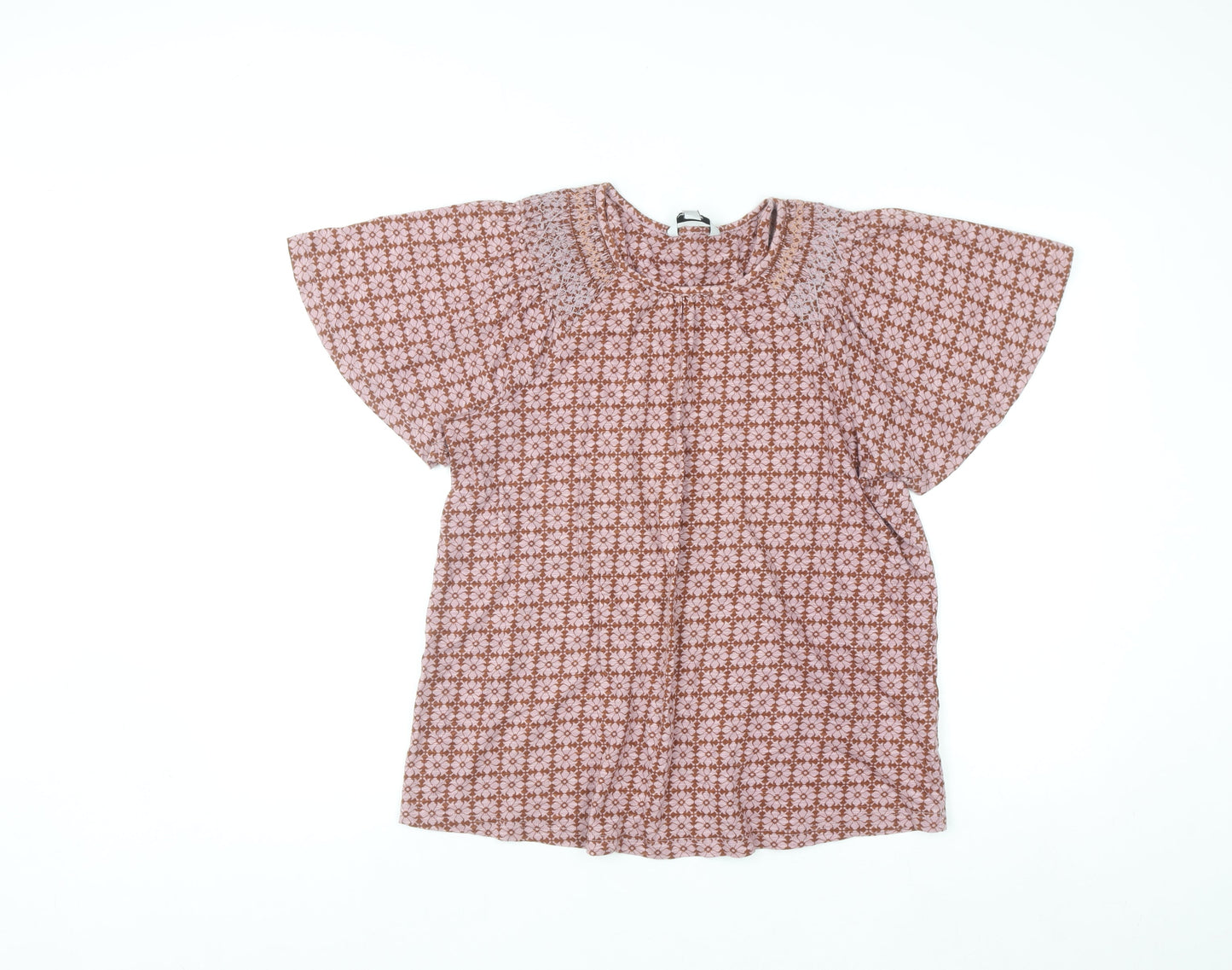 Next Women’s Brown Floral Cotton Tunic Blouse UK 14