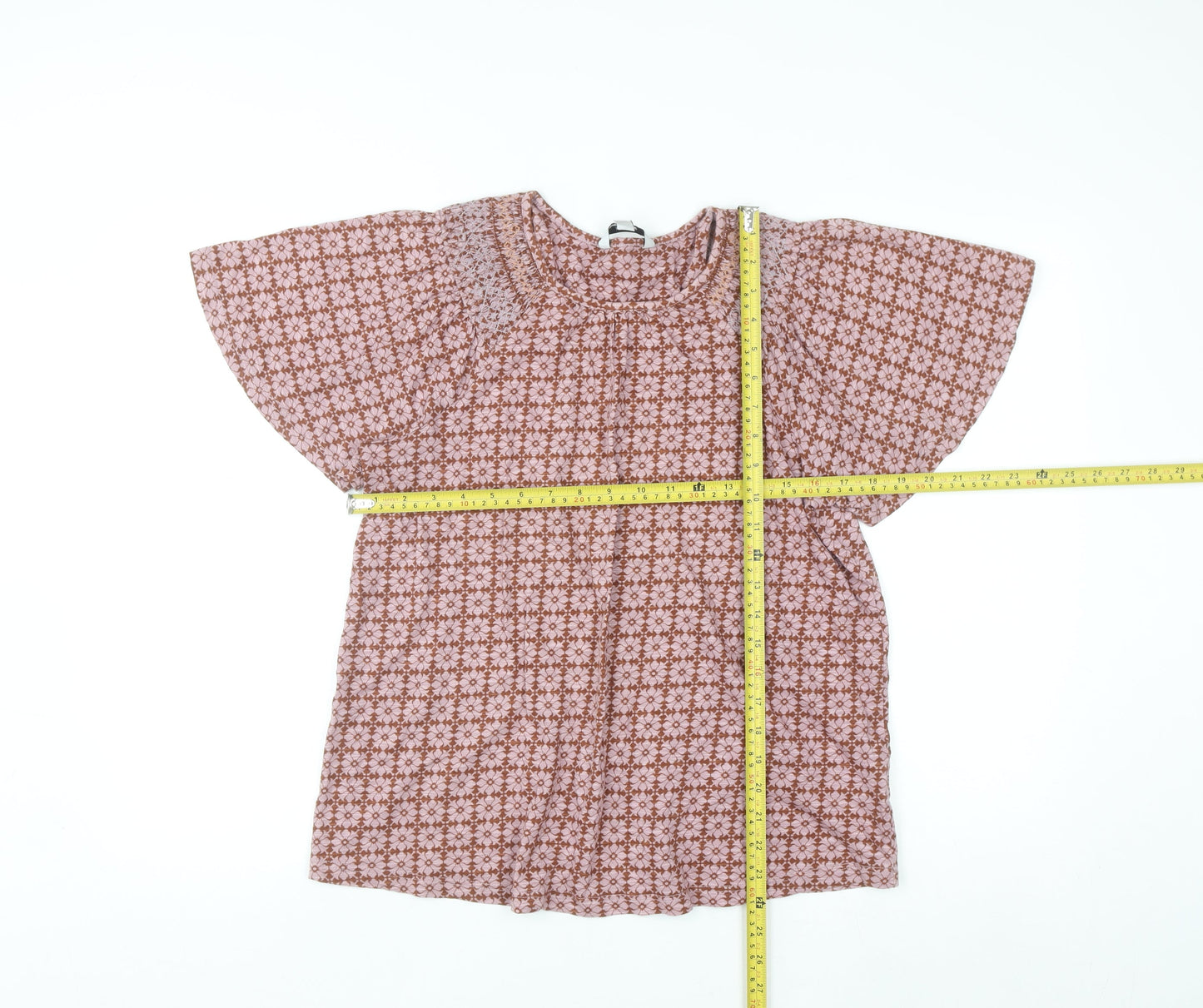 Next Women’s Brown Floral Cotton Tunic Blouse UK 14