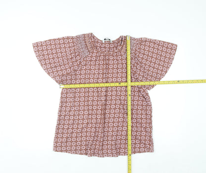 Next Women’s Brown Floral Cotton Tunic Blouse UK 14