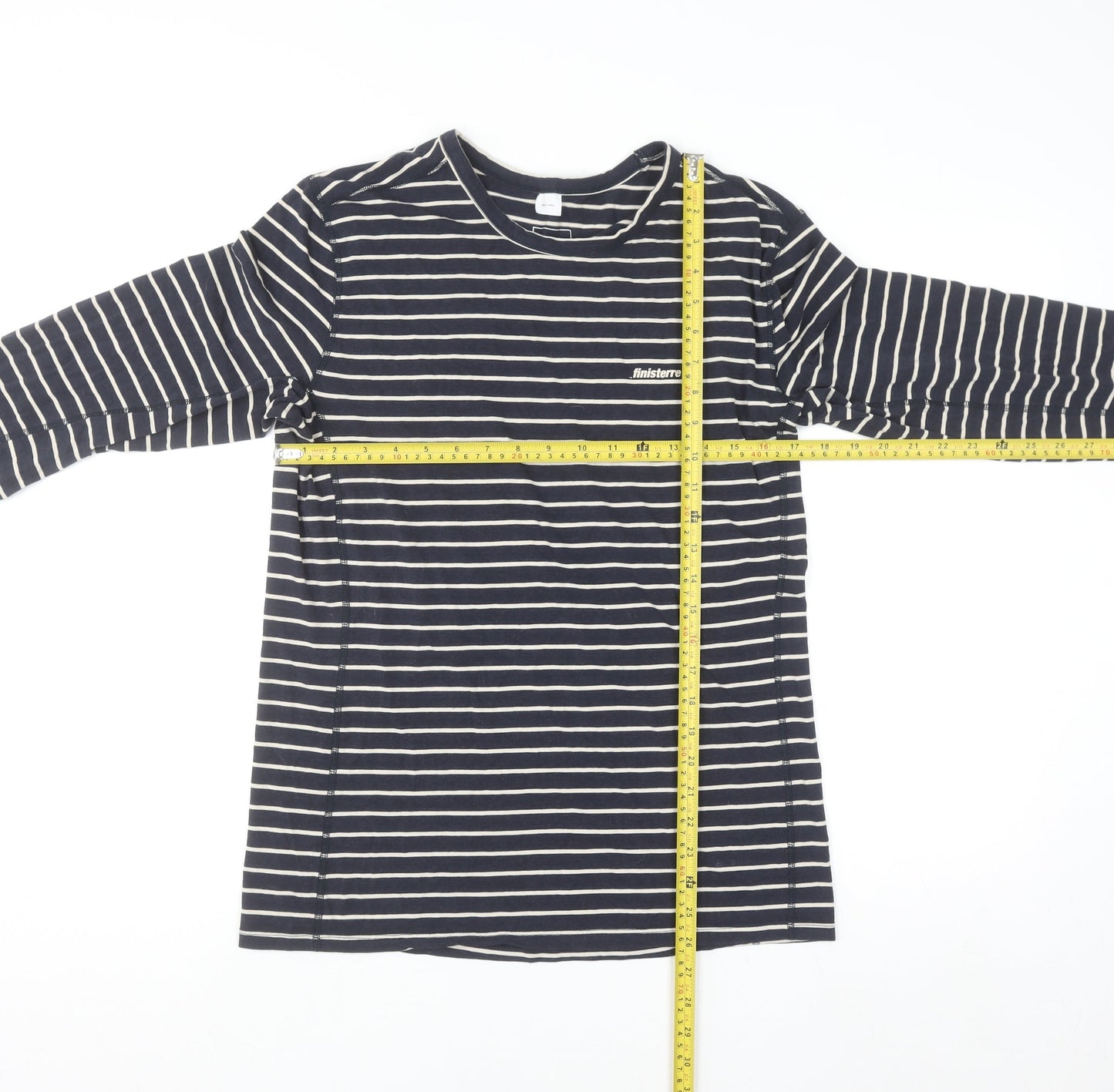 Finisterre Men's Blue Striped Long Sleeve Organic Cotton Top M