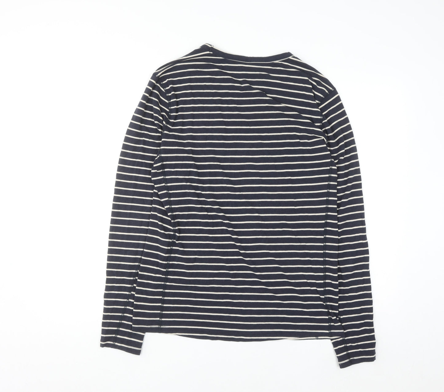 Finisterre Men's Blue Striped Long Sleeve Organic Cotton Top M
