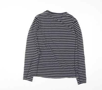 Finisterre Men's Blue Striped Long Sleeve Organic Cotton Top M