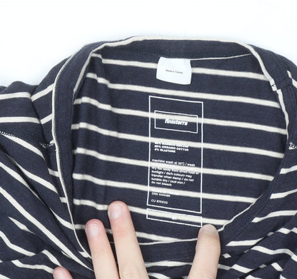 Finisterre Men's Blue Striped Long Sleeve Organic Cotton Top M