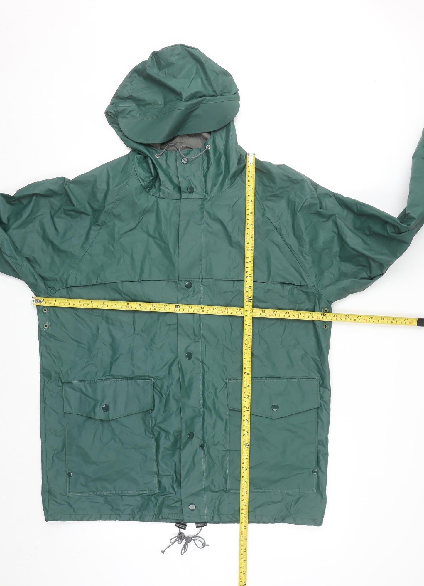 L.L. Bean Men’s Green Hooded Waterproof Rain Coat Jacket Size L Outdoor