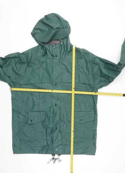 L.L. Bean Men’s Green Hooded Waterproof Rain Coat Jacket Size L Outdoor