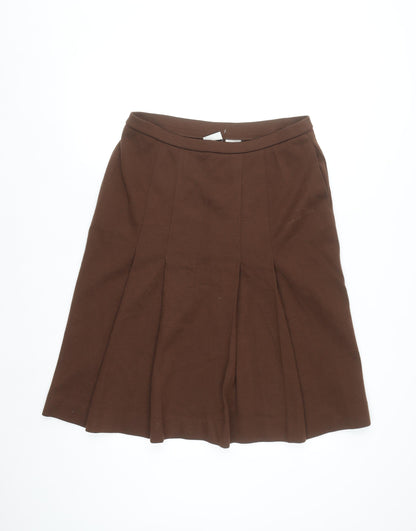 Bleyle Women Brown Wool A-Line Knee Length Skirt Size 14