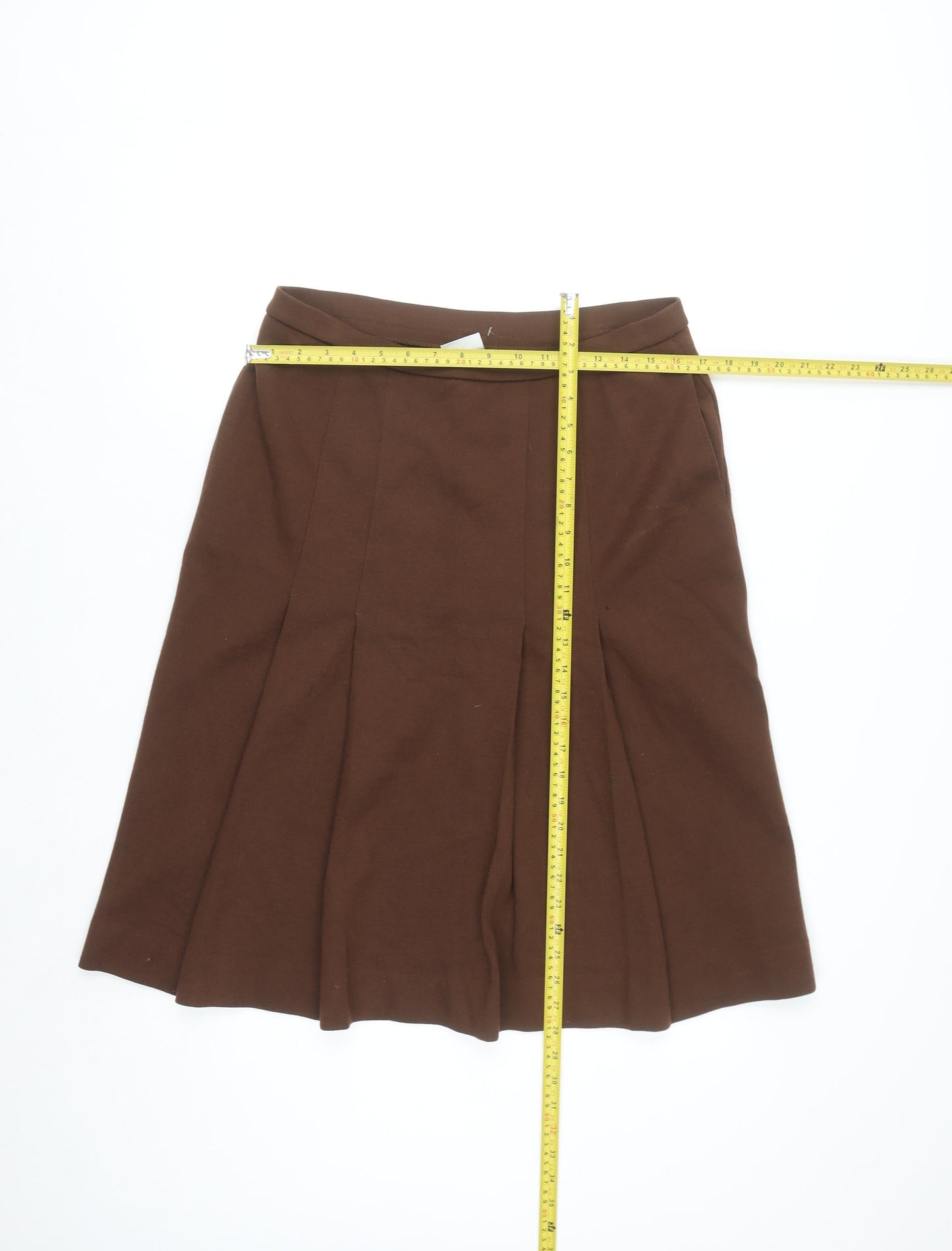 Bleyle Women Brown Wool A-Line Knee Length Skirt Size 14